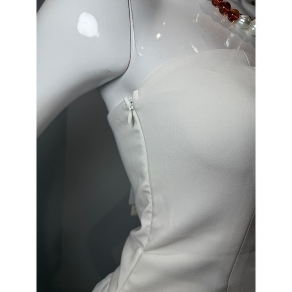 Commense White Strapless Pleated Maxi Dress with Slit - Elegant Party Cocktail - Picture 11 of 12